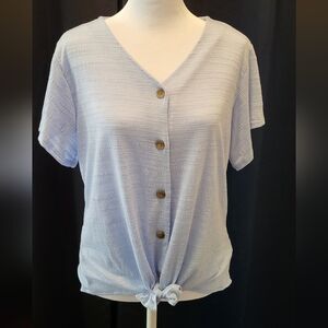 Light Blue Button-Down Women's Top